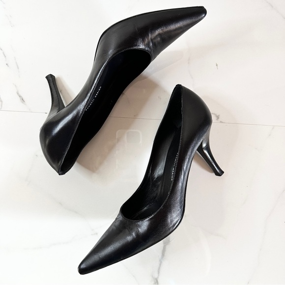 Giuseppe Zanotti Black Leather Pumps 8m Pointy Toe Made In Italy - Picture 10 of 10